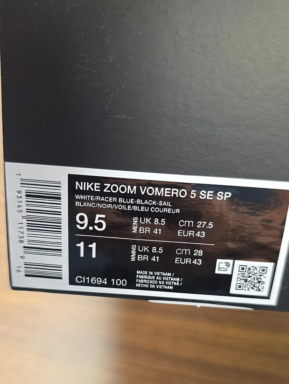 Nike Zoom Vomero 5 SE SP White Racer Blue CI1694-100 Men's 9.5/Women's 11 New